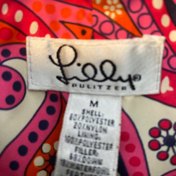 SOLD Lilly Pulitzer Green Quilted Pink Paisley Lined Puffer Vest - Picture 3 of 16